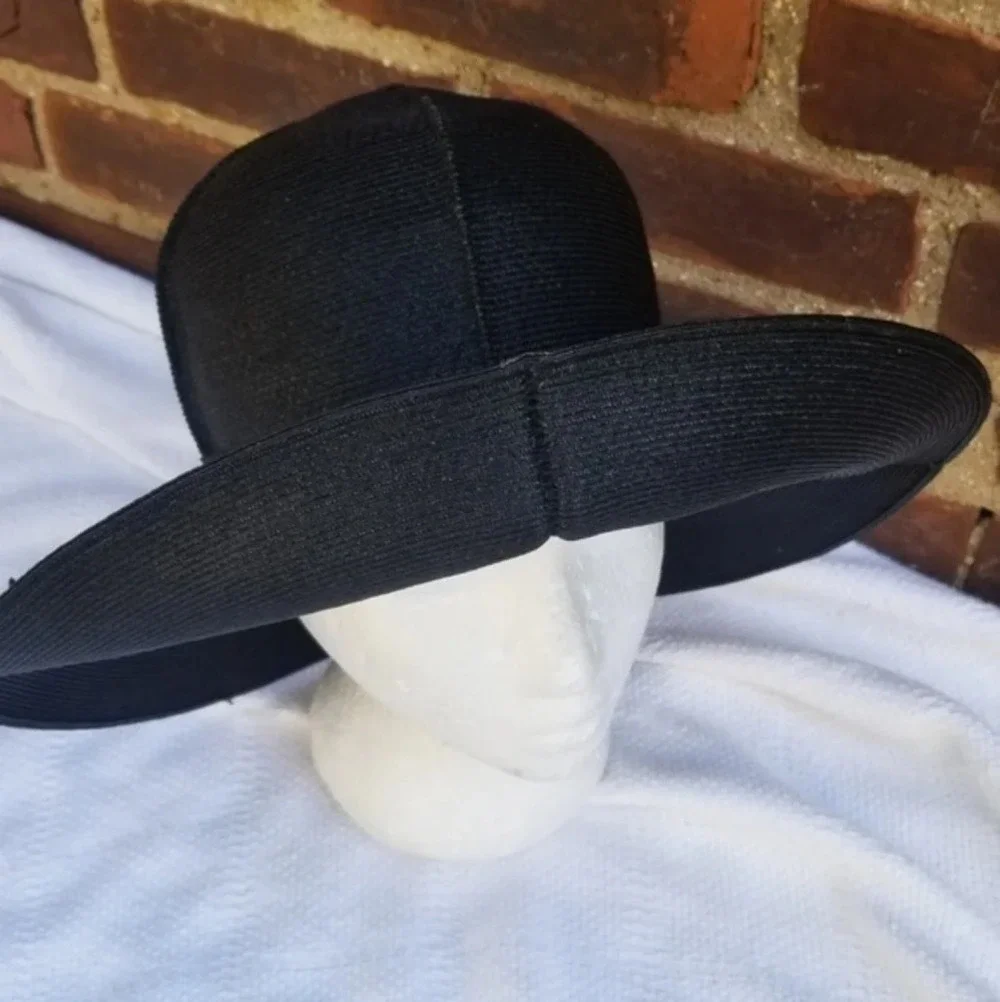 - Vintage‎ Black woven floppy  hat - Picture 4 of 13